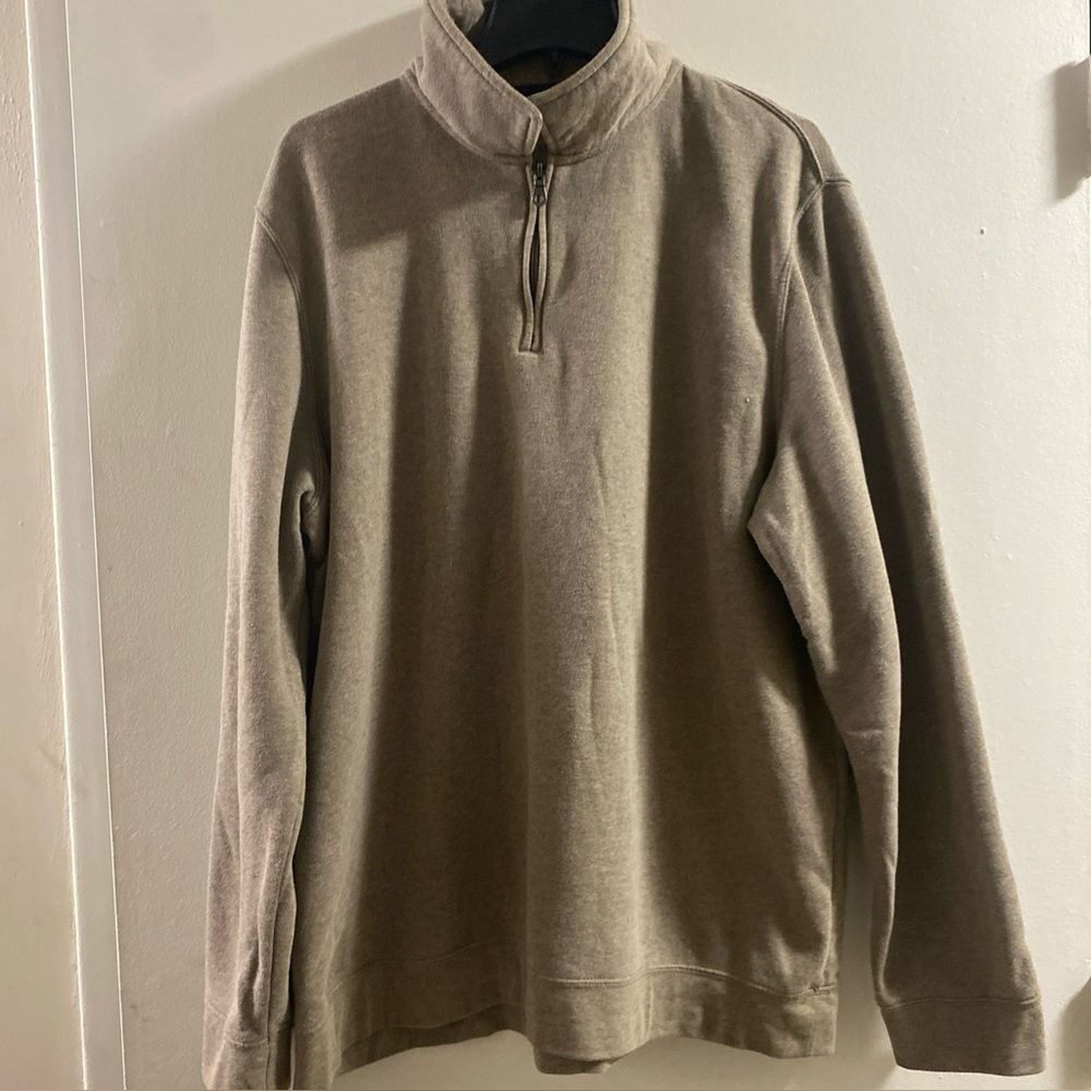 Croft &‎ Barrow Beige Easy Care Fleece lined 1/4 zip mock sweatshirt